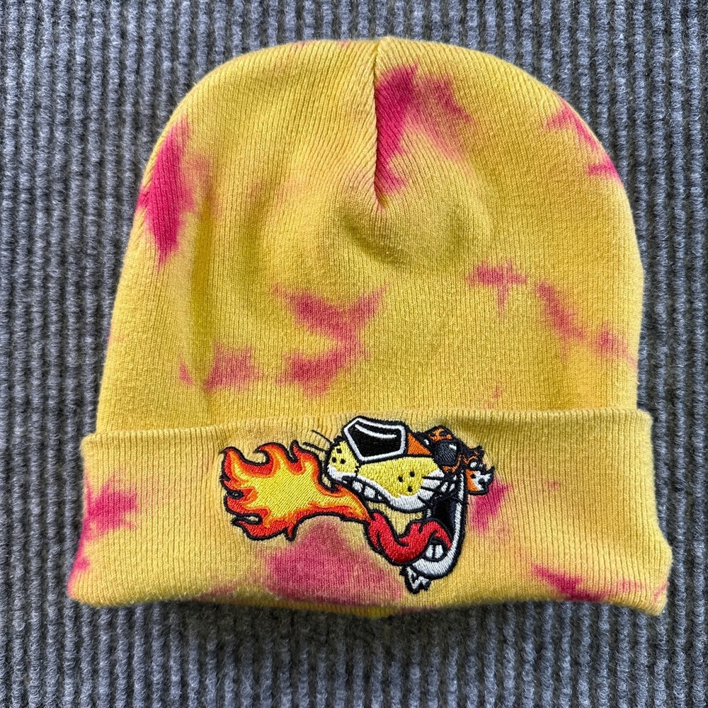 Cheetos Tie Dye Beanie Hat Yellow Pink Chester Cheetah One Size 2022